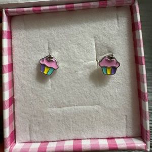Kids cupcake Earrings sterling silver